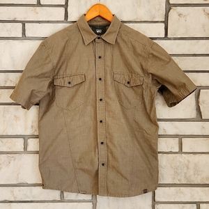 Men's short sleeve light olive REI button down shirt